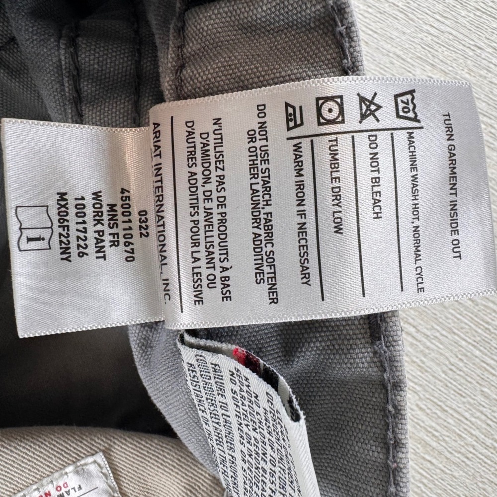 Ariat FR M4 Relaxed Boot Cut Work Pants Mens 32x30 Gray Westex UltraSoft Canvas - Picture 11 of 13